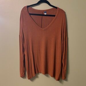 Old Navy Women's Long Knit Sleeve Top - Warm Rust